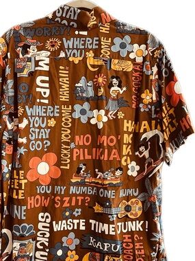 Go Barefoot ‘Waste Time’ Aloha Shirt in Orange or Brown